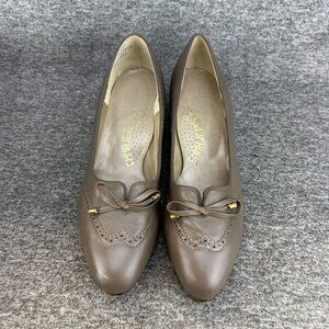 ✅Womens 10B Vintage Enna Jetticks Dipper Leather Pump Low Heel Taupe USA NOS